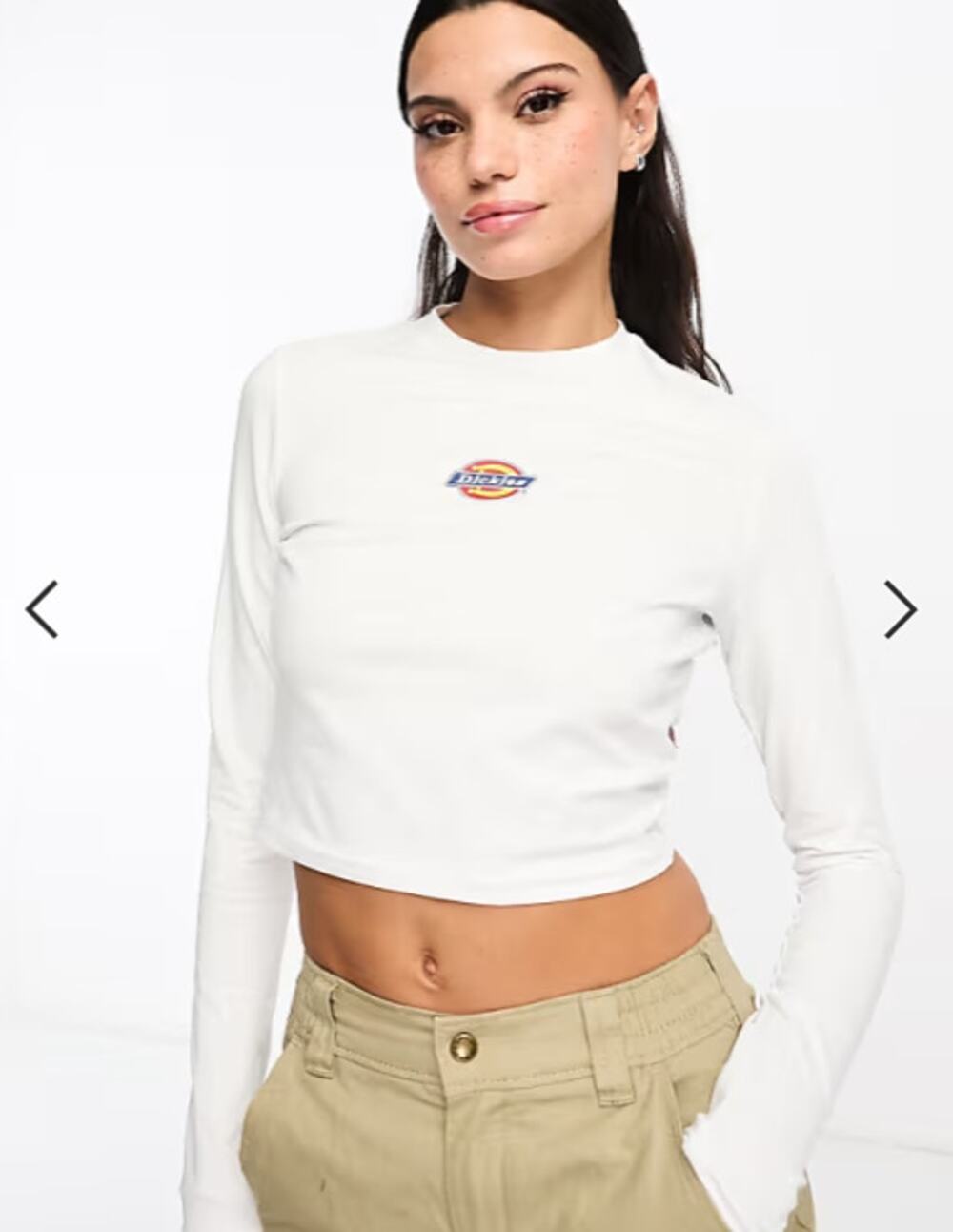 2-Pack Dickies Maple Valley Cropped Long Sleeve T-Shirts Black White M NWOT